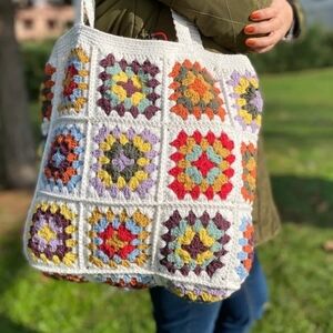 Colorful Crochet Tote Bag